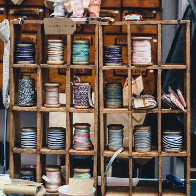 Yarn on shelves